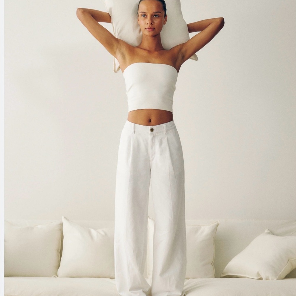 DL1961 Isabel Wide Leg Straight White Pants